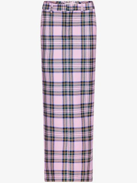 AREA checked wool midi skirt