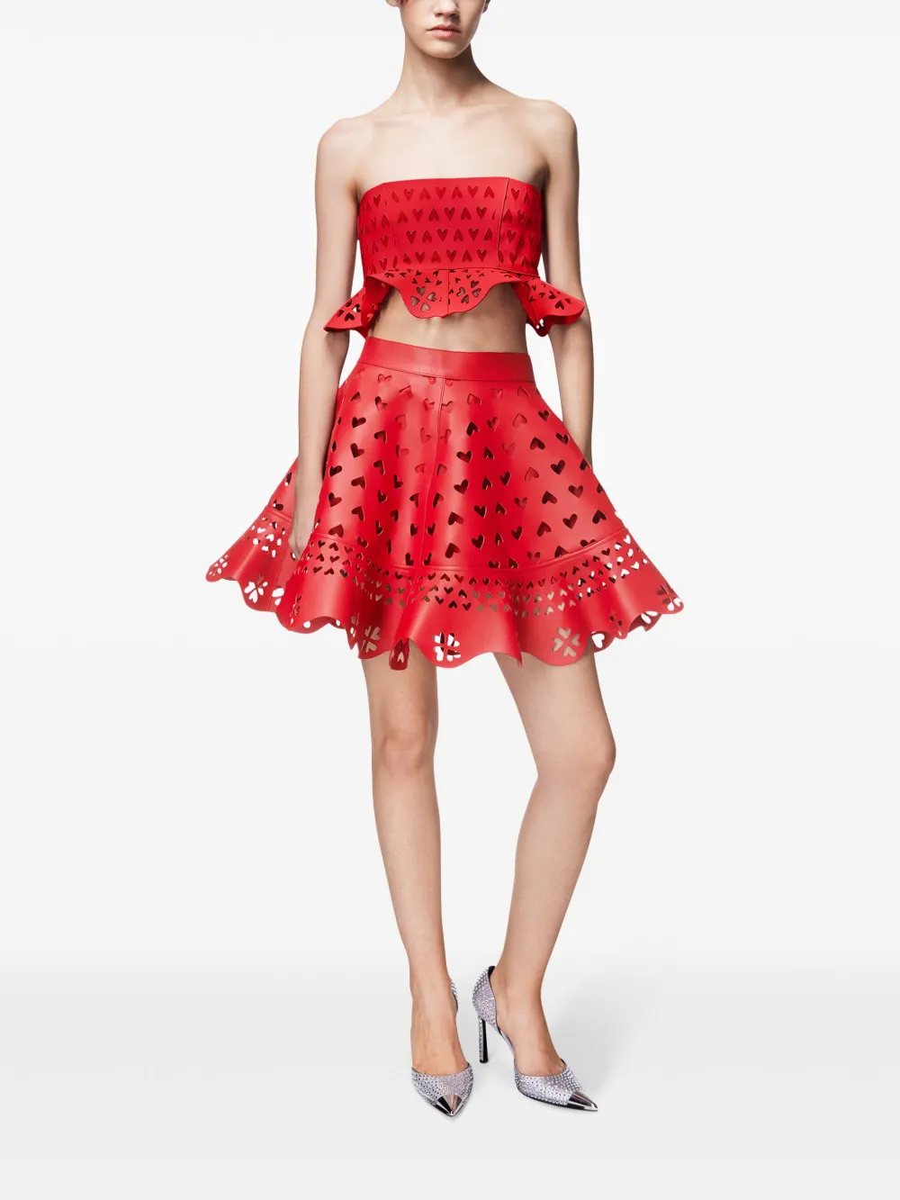 AREA Leren bandeau met uitgesneden hart - Rood
