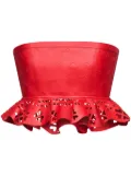 AREA laser-cut leather heart bandeau - Red