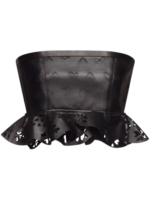 AREA laser-cut leather heart bandeau