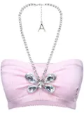 AREA Crystal Butterfly knitted bandeau - Pink