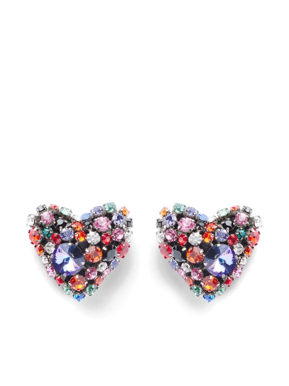 Area Cluster Heart Crystal Earrings In Metallic