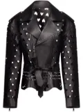 AREA Laser-Cut Heart leather jacket - Black