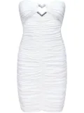 AREA heart-ring ruched mini dress - White