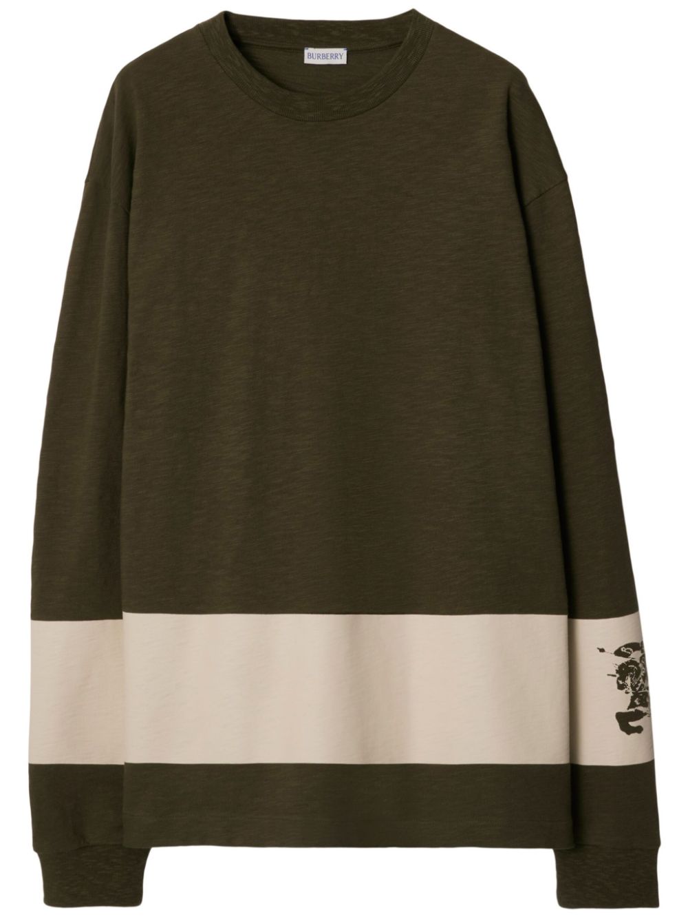 Burberry Katoenen sweater met EKD-print en streepdetail Groen