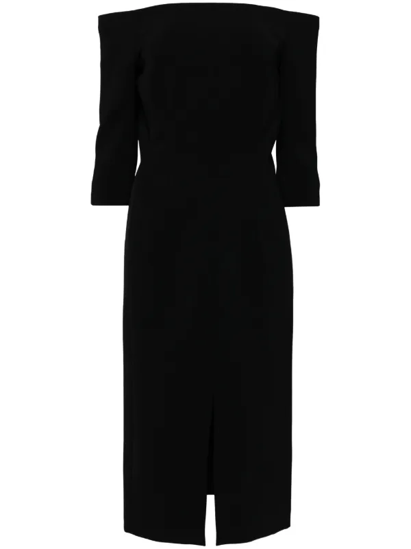 princess polly baby blue dress Carolina Herrera off-shoulder Midi Dress | Black