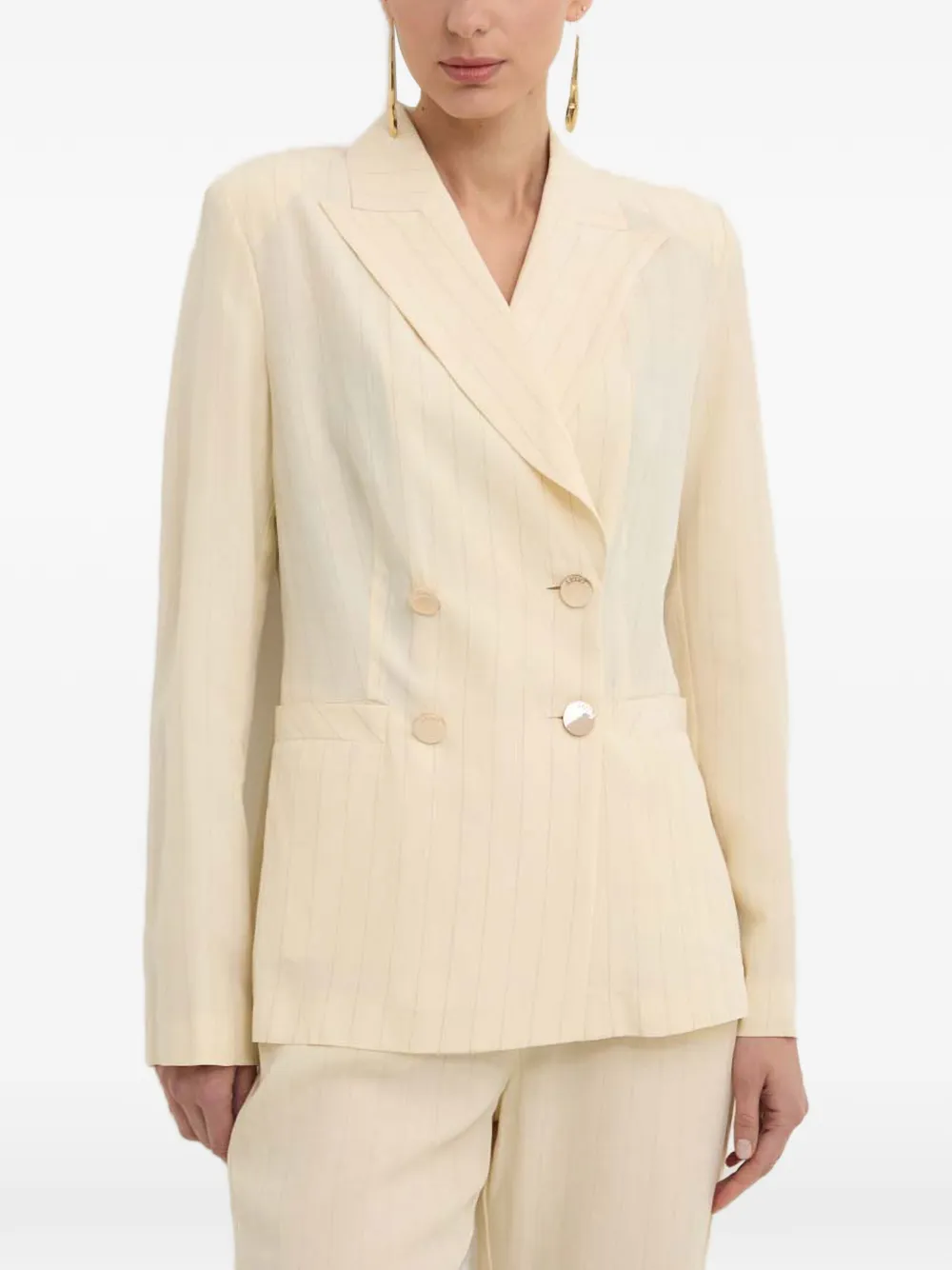 LIU JO pinstripe double-breasted blazer - Neutrals