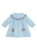 Tartine Et Chocolat floral-embroidered gingham dress - Blue