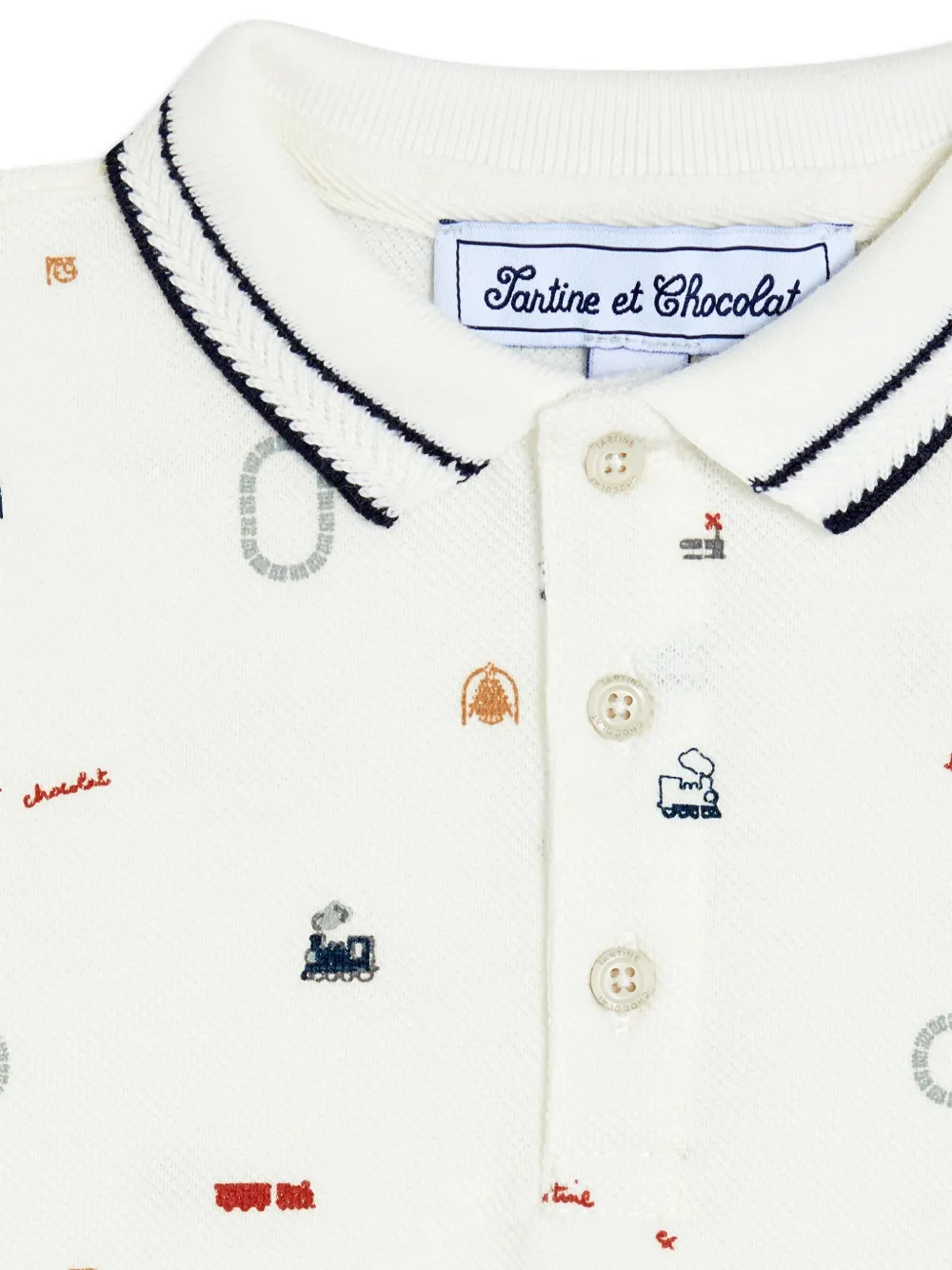 Tartine Et Chocolat Poloshirt met illustratie Wit