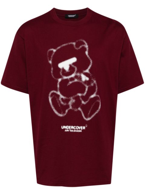 teddybear-print cotton T-shirt