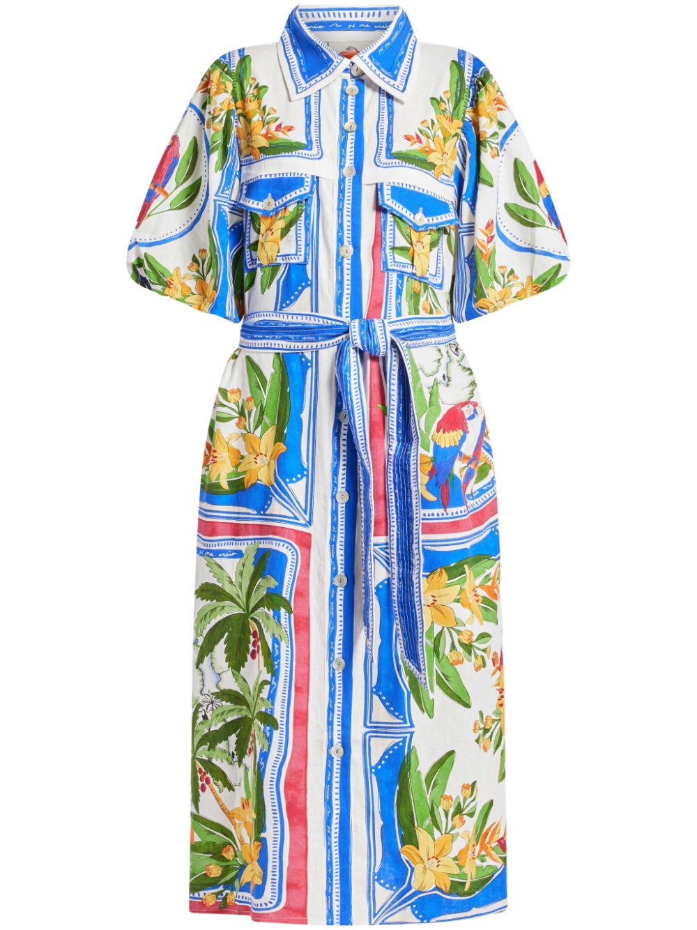 FARM Rio Off-White Tropical Destination midi dress