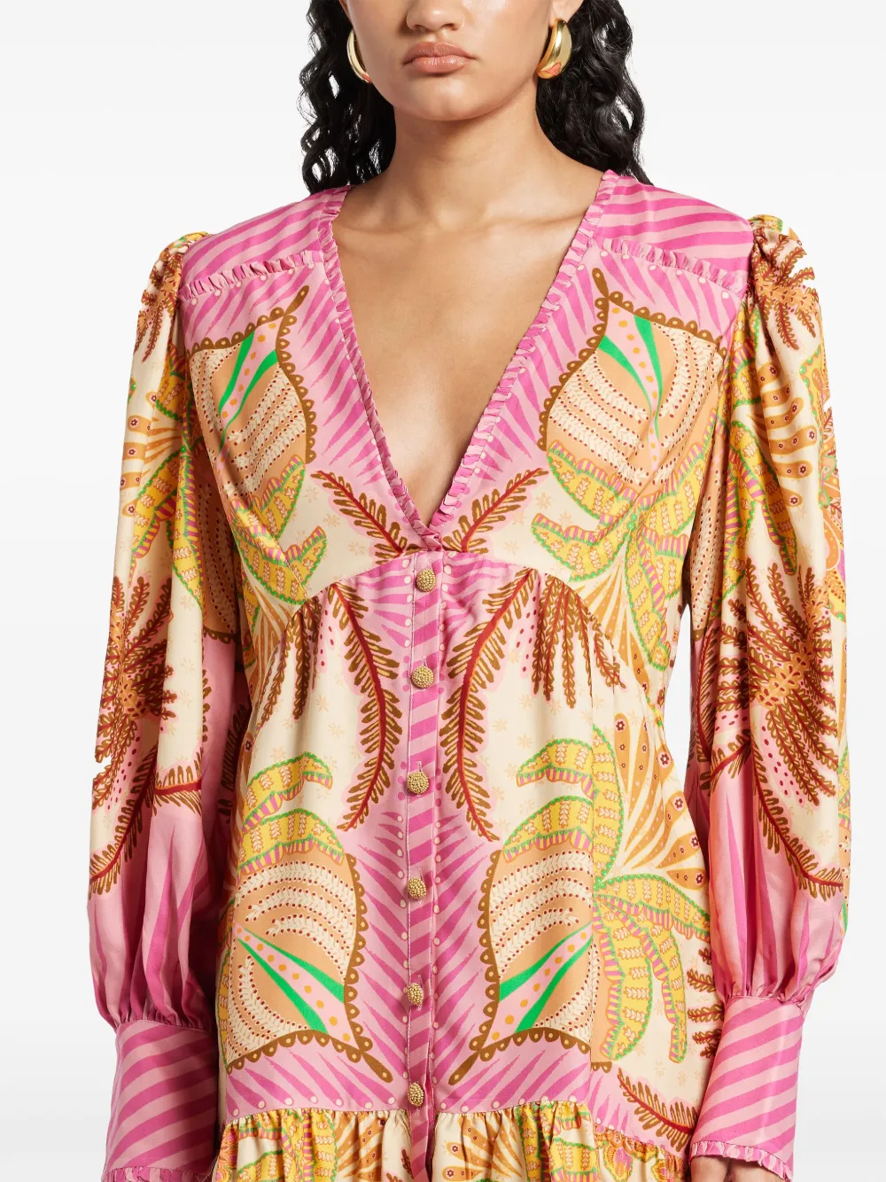 FARM Rio Sand Palm mini-jurk Roze