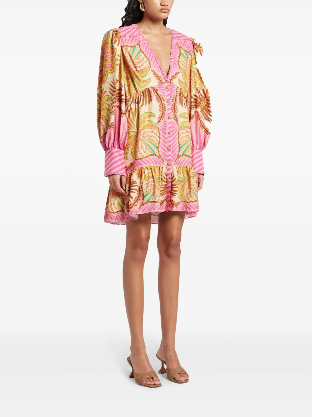 FARM Rio Sand Palm mini-jurk Roze