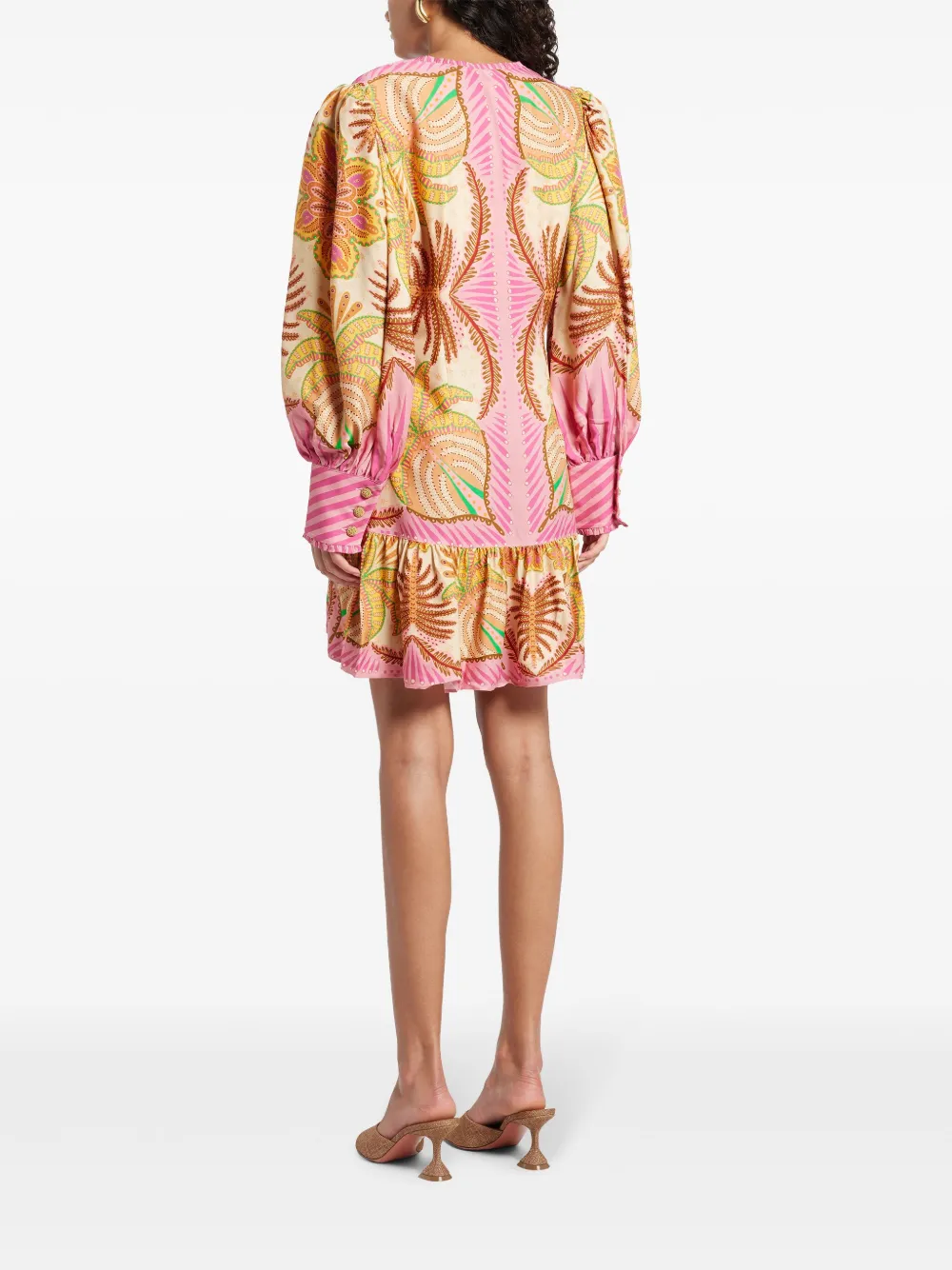FARM Rio Sand Palm mini-jurk Roze
