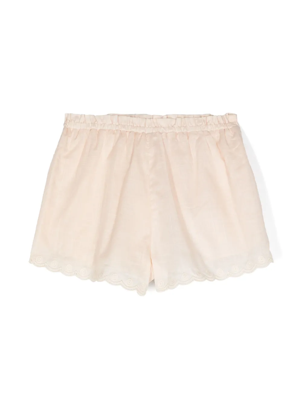 zimmermannkids ZIMMERMANN Kids Katoenen shorts met geborduurde bloemen - Beige