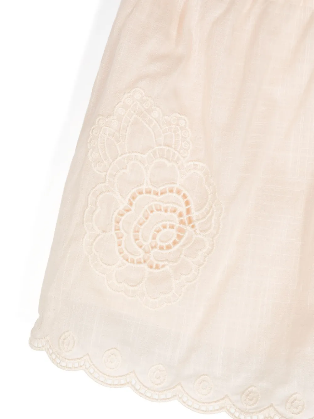 ZIMMERMANN Kids Katoenen shorts met geborduurde bloemen Beige
