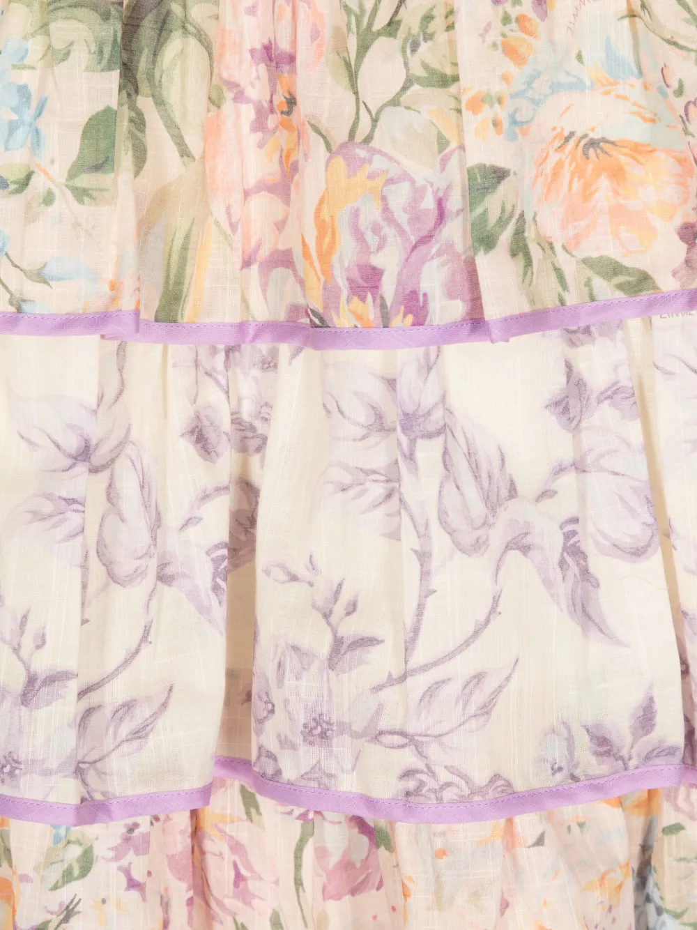 ZIMMERMANN Kids Gelaagde katoenen jurk met bloemenprint Beige