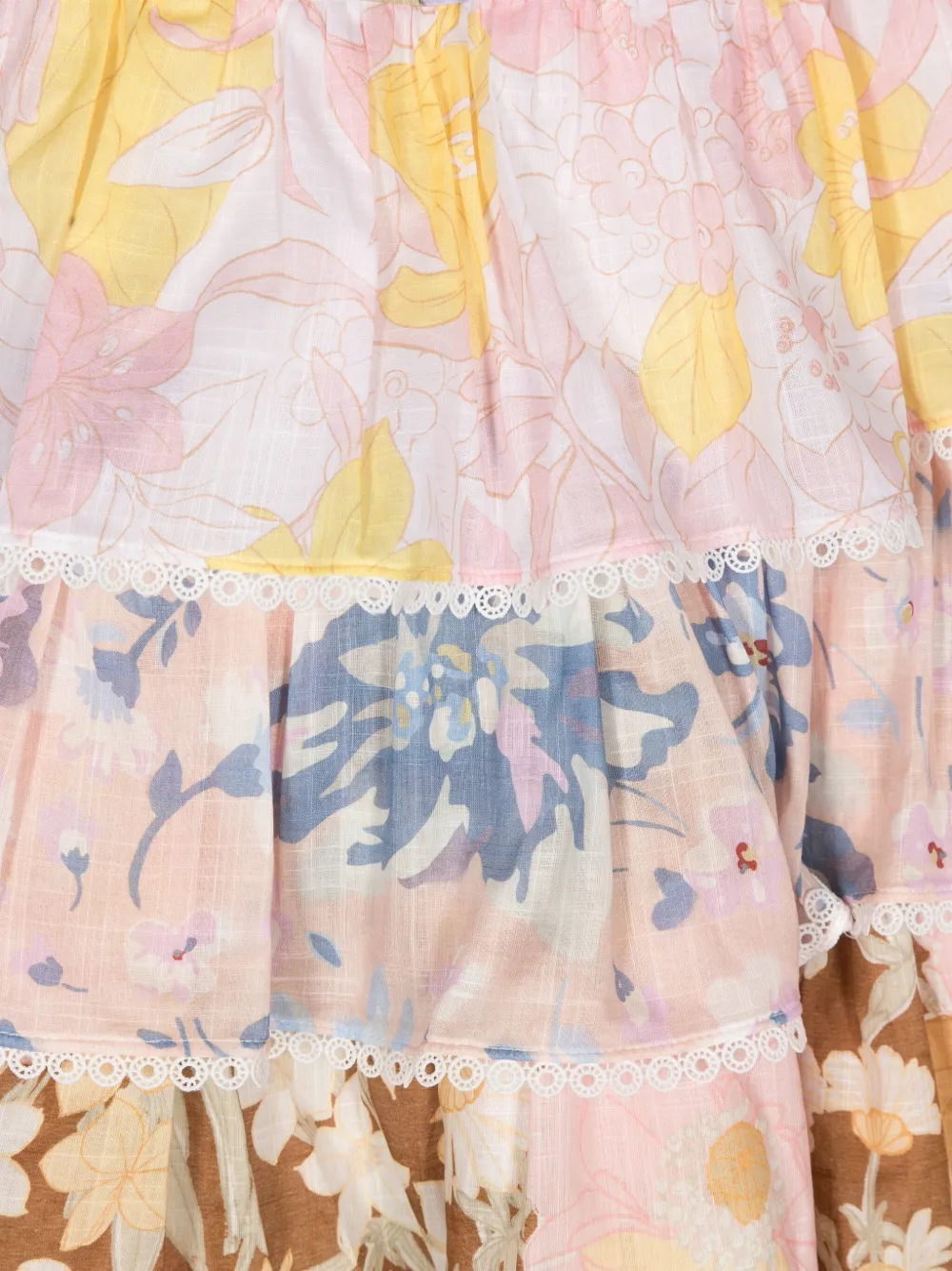 ZIMMERMANN FLORAL TIERED COTTON DRESS