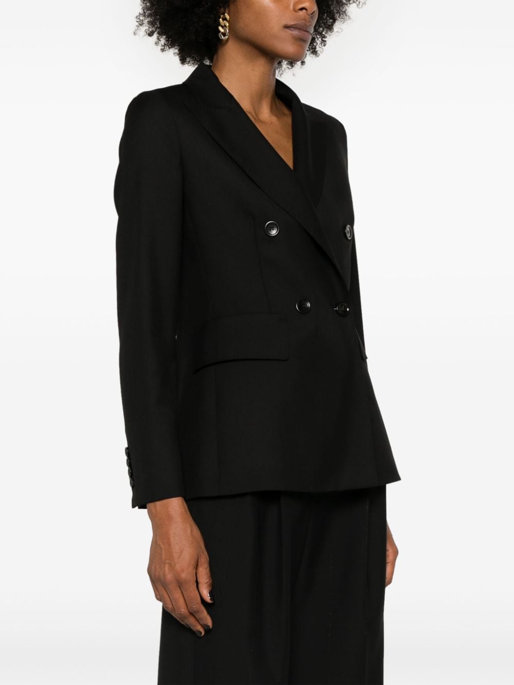 Shop Max Mara Osanna Double-breasted Blazer In Black