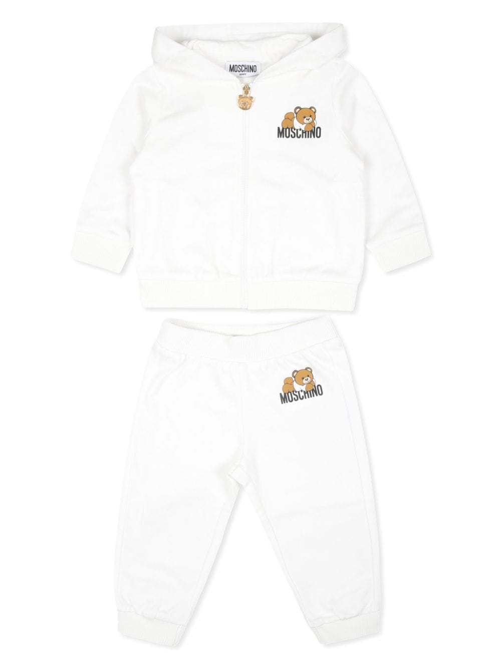 Moschino Babies' Teddy Bear Organic Cotton Tracksuit In White