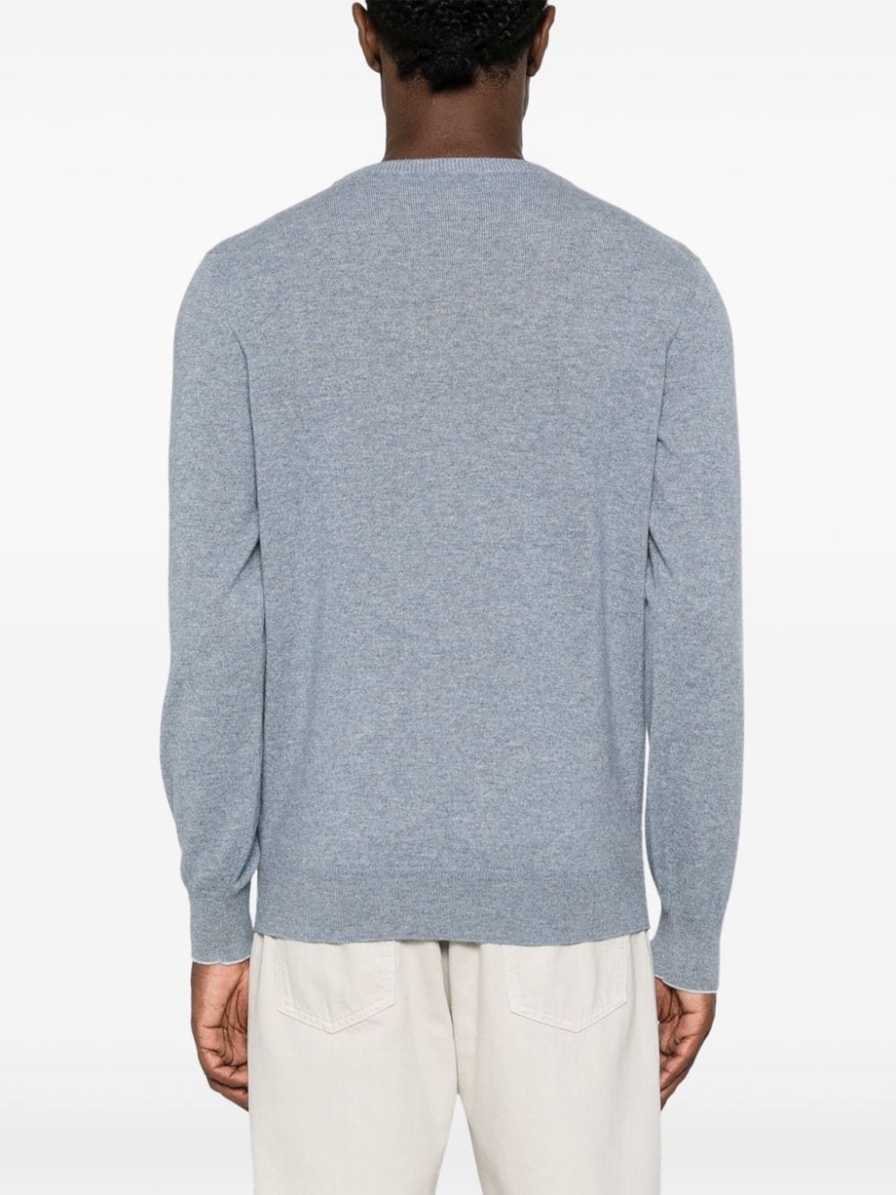 Shop Brunello Cucinelli Mélange-effect Cashmere Jumper In Blue