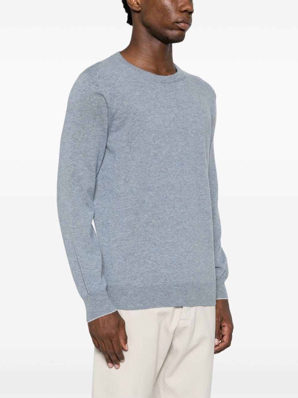 Shop Brunello Cucinelli Mélange-effect Cashmere Jumper In Blue