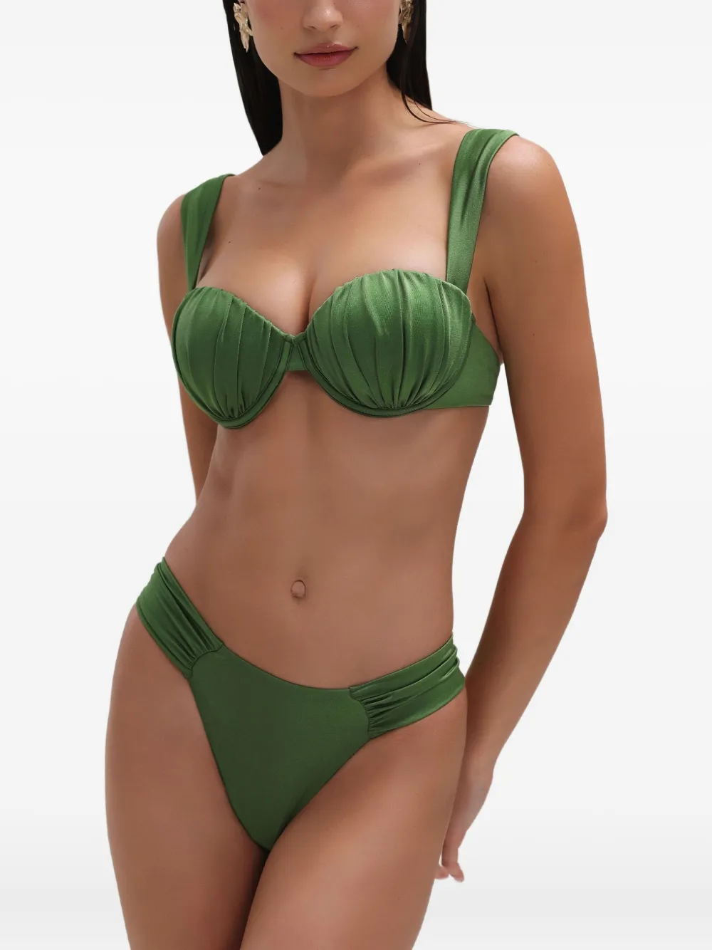 Noire Swimwear Balconette bikini met ruches Groen