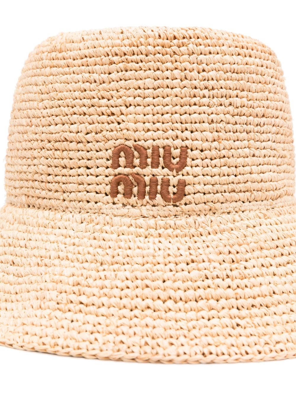 Miu Miu Zonnehoed met geborduurd logo - Beige