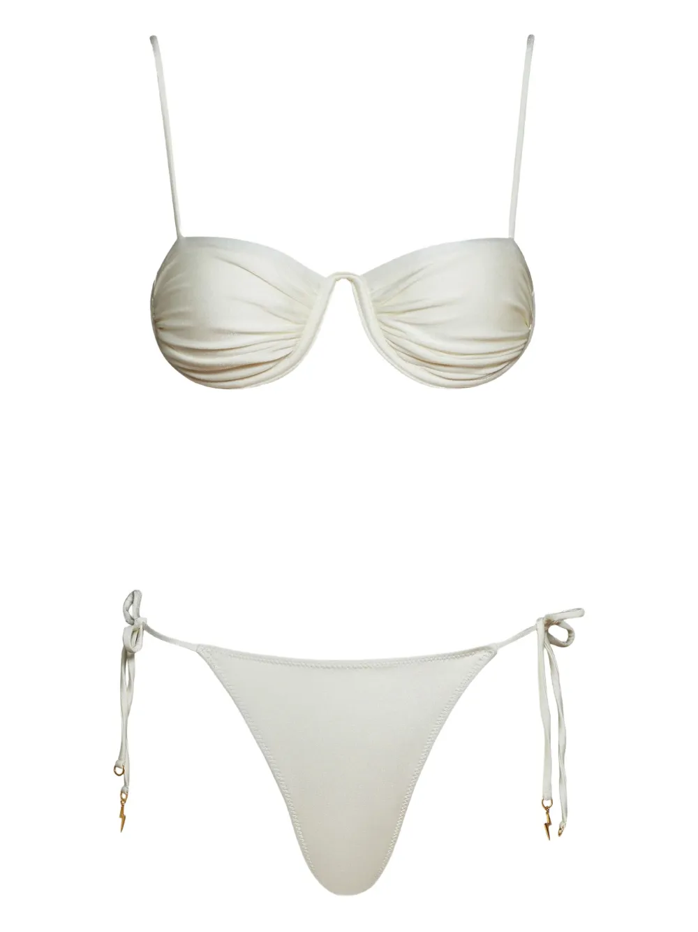Noire Swimwear Monowire satin bikini set | White | Image 1