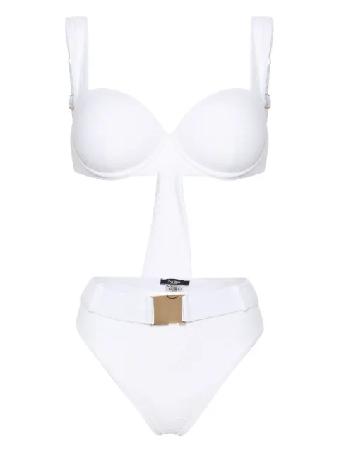 Noire Swimwear Nikki snakeskin-effect bikini set
