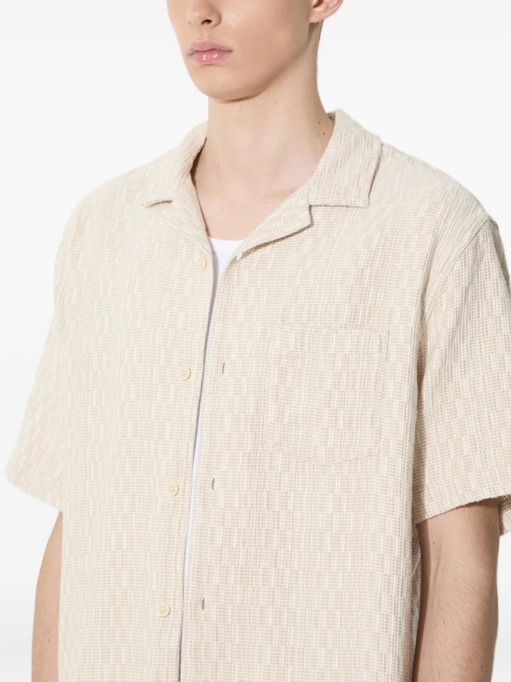 Corridor Chest-pocket Textured Shirt In Brown