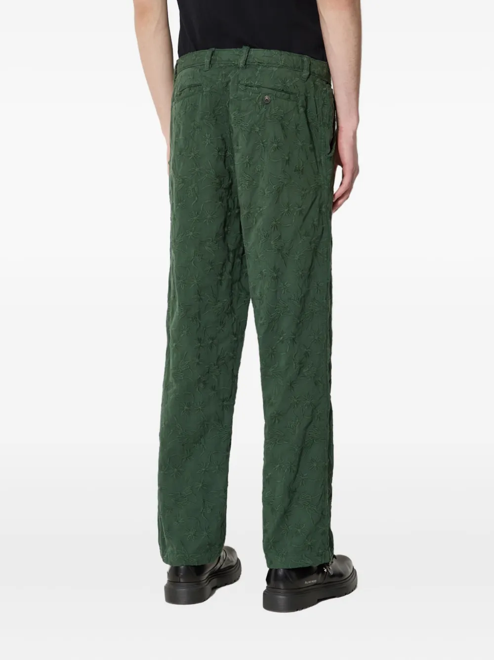  Corridor Floral Embroidered Cotton Trousers - Green 
