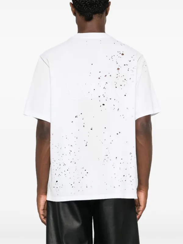 AMIRI♦MAショットガン刺繍 エレガントなホワイトTシャツ MA SHOTGUN EMBROIDERED TEE - White | AMIRI