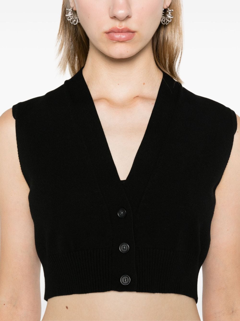 Shop Sportmax Folk Cropped Vest In Black