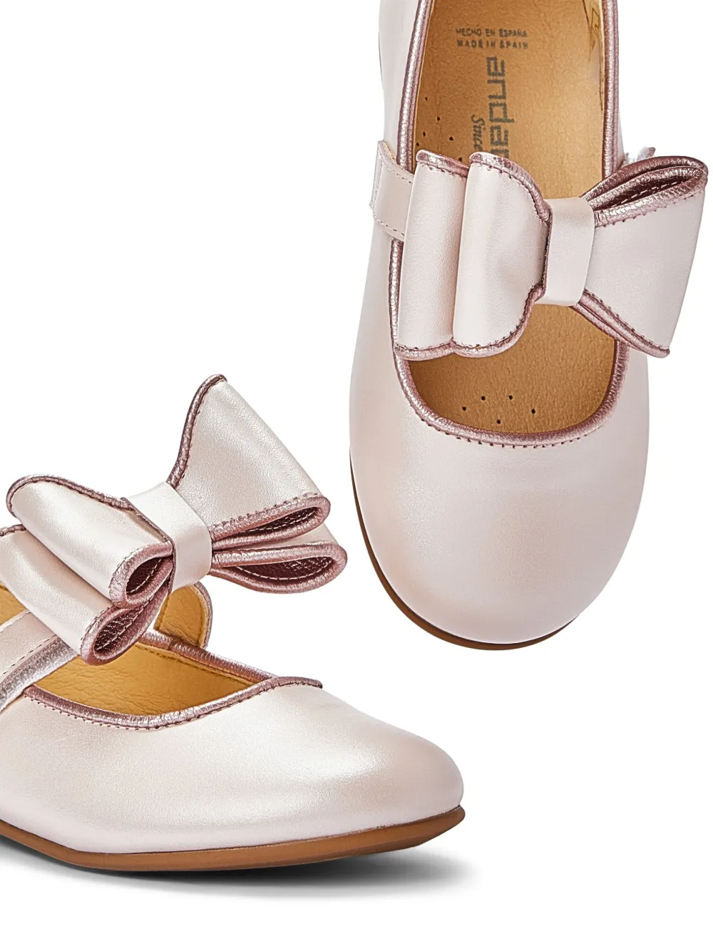 ANDANINES bow leather ballerina shoes Pink