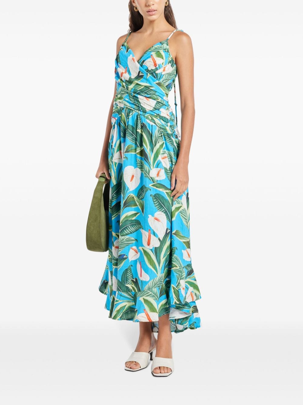 FARM Rio Blue Anthurium Garden maxi dress - Blauw