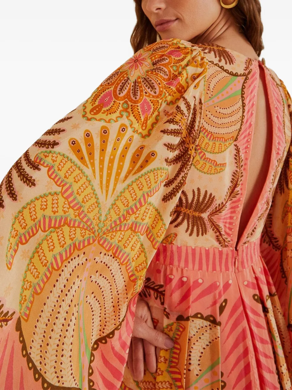FARM Rio floral-print pleated maxi dress Oranje