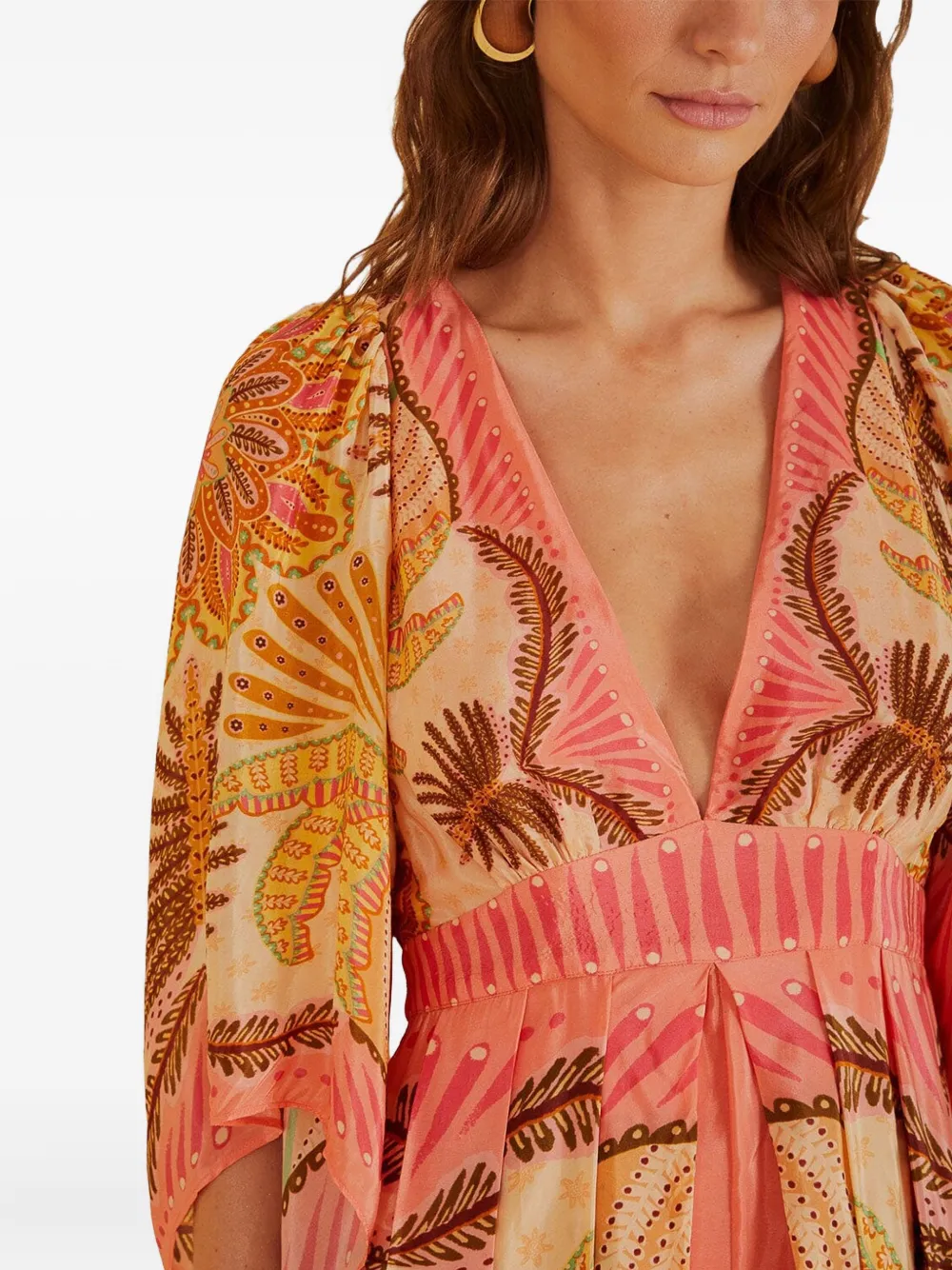 FARM Rio floral-print pleated maxi dress Oranje