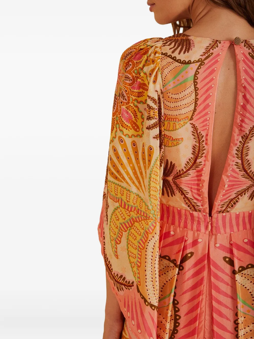 FARM Rio floral-print pleated maxi dress Oranje