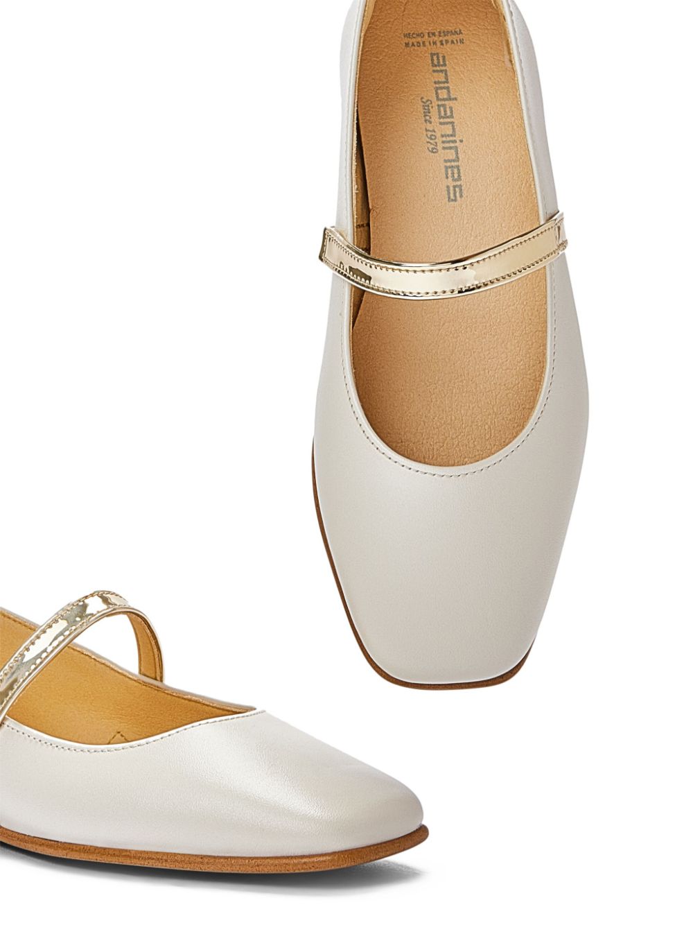 ANDANINES square-toe leather ballerina shoes Neutrals