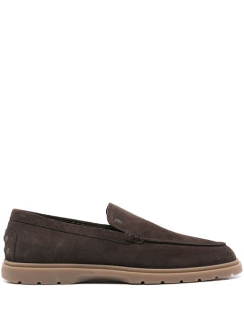 Tod's logo-embossed suede loafers