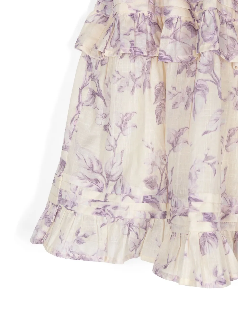ZIMMERMANN Kids Gelaagde katoenen jurk met bloemenprint Beige