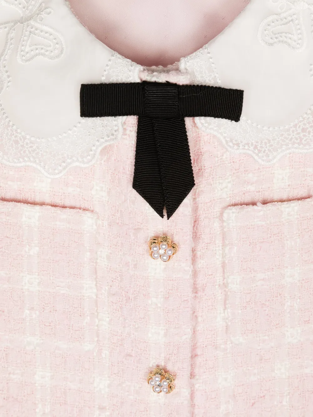 Self-Portrait Kids Tweed jack met Peter Pan kraag Roze