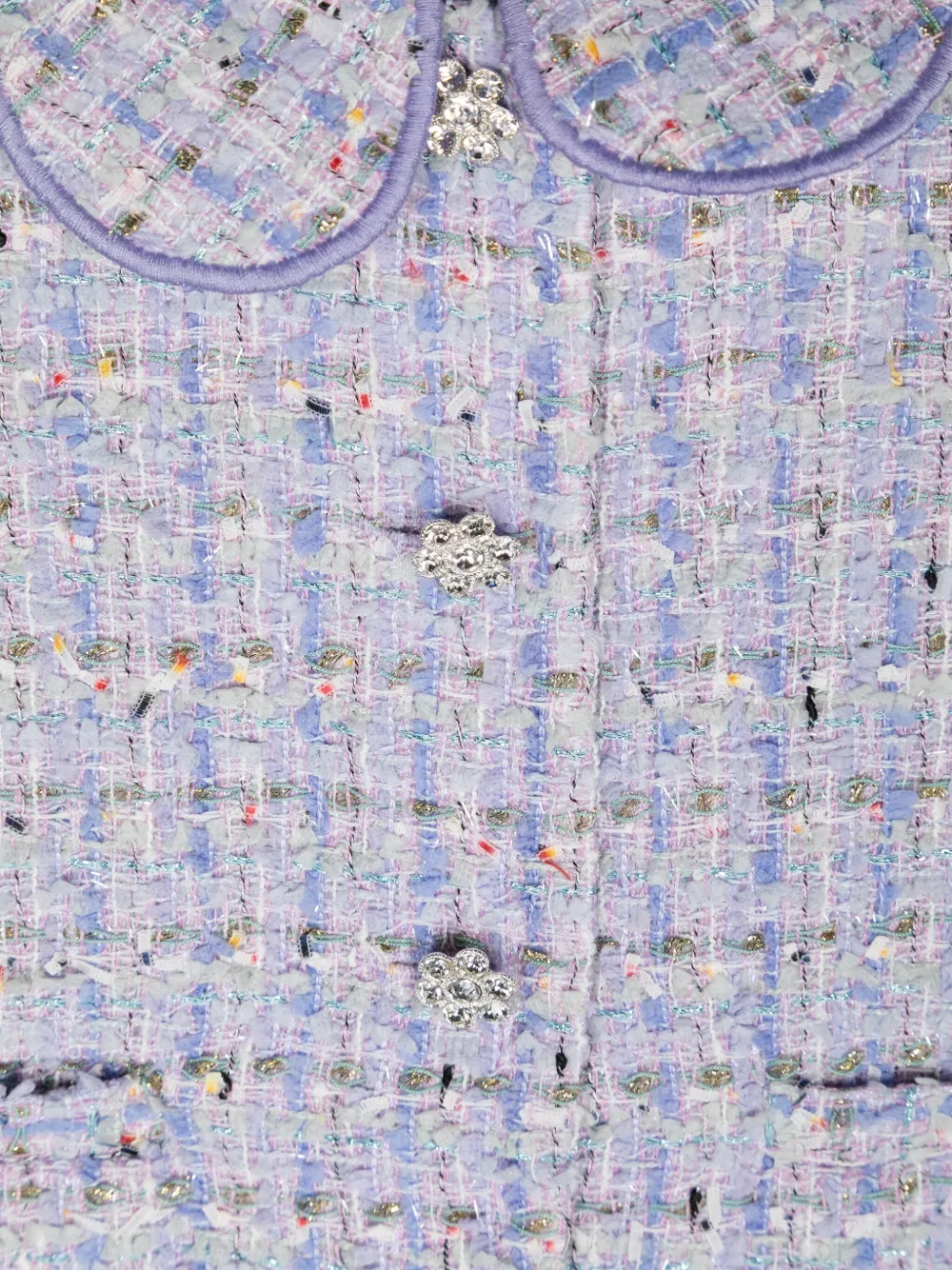 Self-Portrait Kids Tweed jack met gewelfde kraag Paars