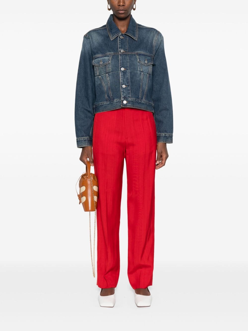 Victoria Beckham Cropped denim jack - Blauw