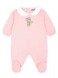 Moschino Kids teddy bear print ribbed sleeve babygrow - Pink