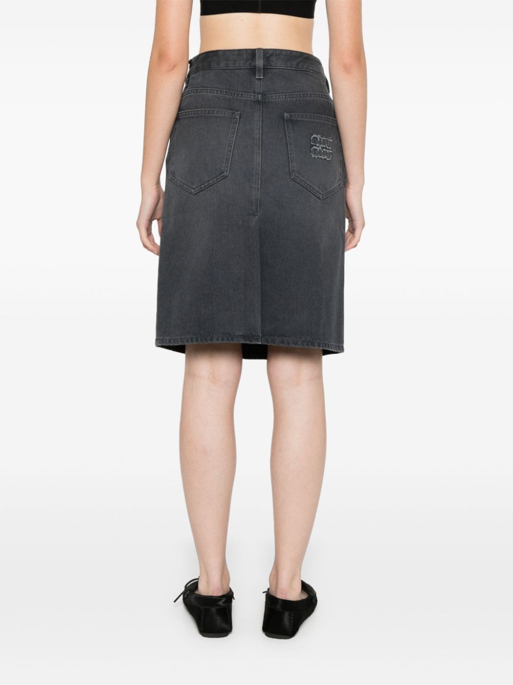 Miu Denim mini-rok met logopatch Grijs