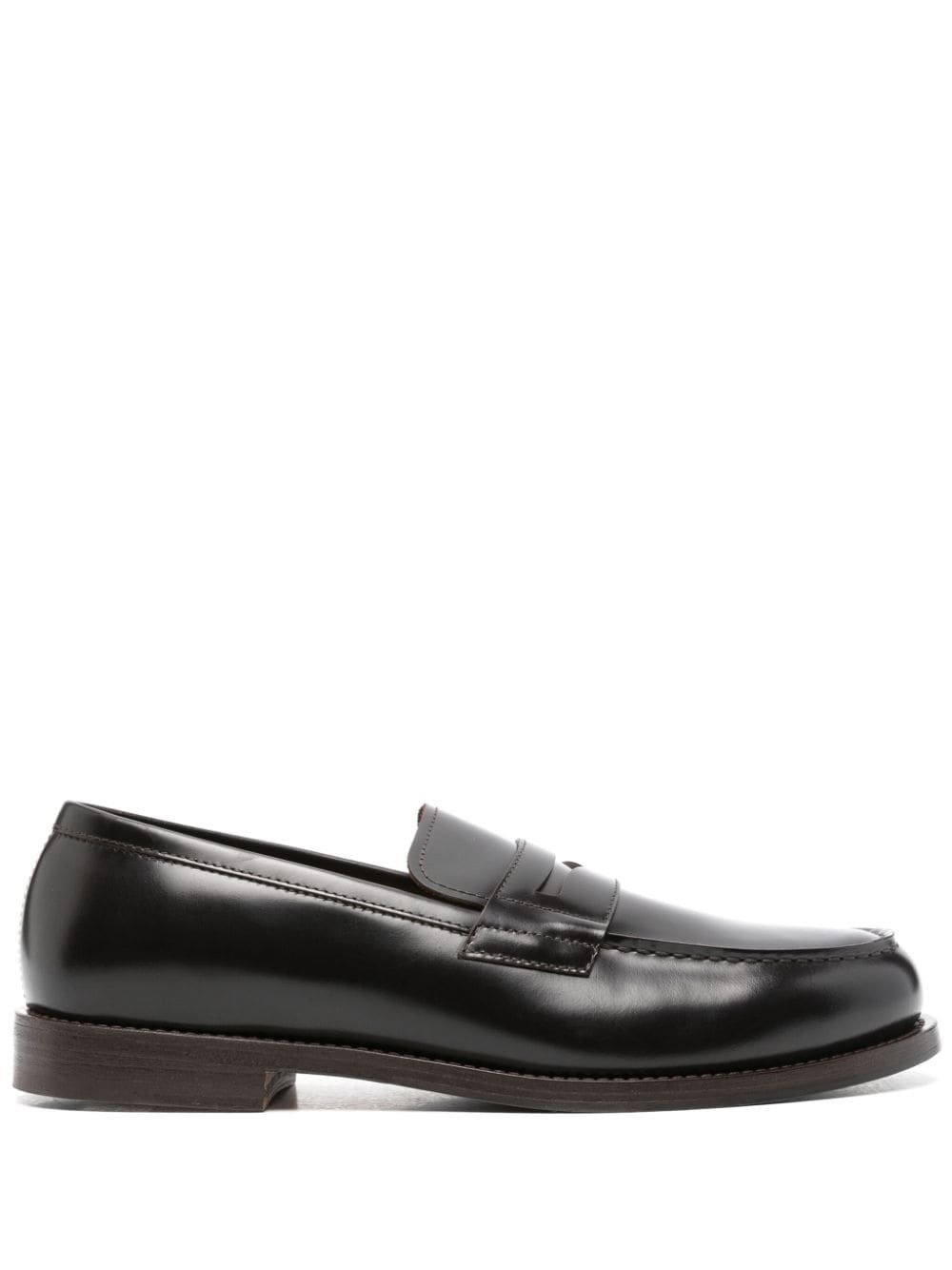 Shop Henderson Baracco Plain Leather Loafers In Brown