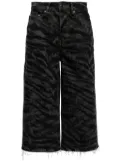 GANNI zebra-print denim shorts - Black