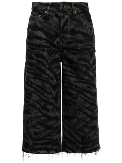 Short en jean à imprimé zébré - GANNI - Modalova